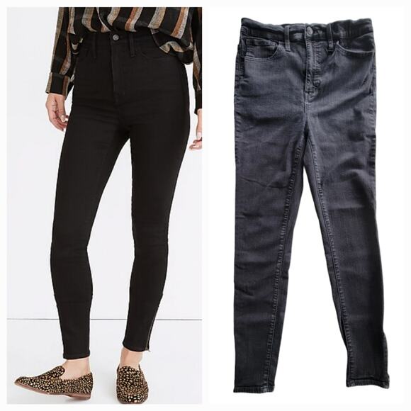 Madewell 11" Roadtripper High Rise Black Ankle Zip Denim Jeans Size 28 - Picture 1 of 7